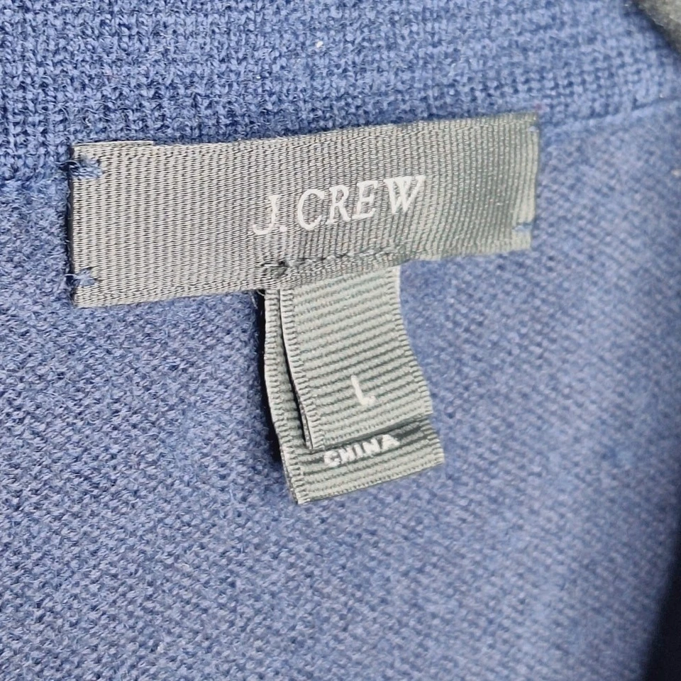 J. Crew Merino Wool Sweater Dress Midi Knit Navy Button Front L Collared Preppy - Image 4 of 4