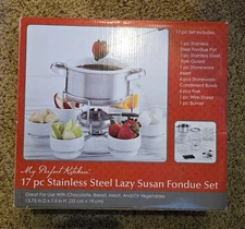 Fondue Set "My Perfect Kitchen" 16 Piece Stainless Steel Lazy Susan ~ New In Box