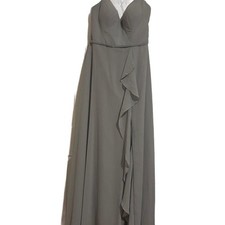 Azazie Naeem A-Line Ruffle Chiffon Floor-Length Dress Dolphin Grey Size 8 NWT!