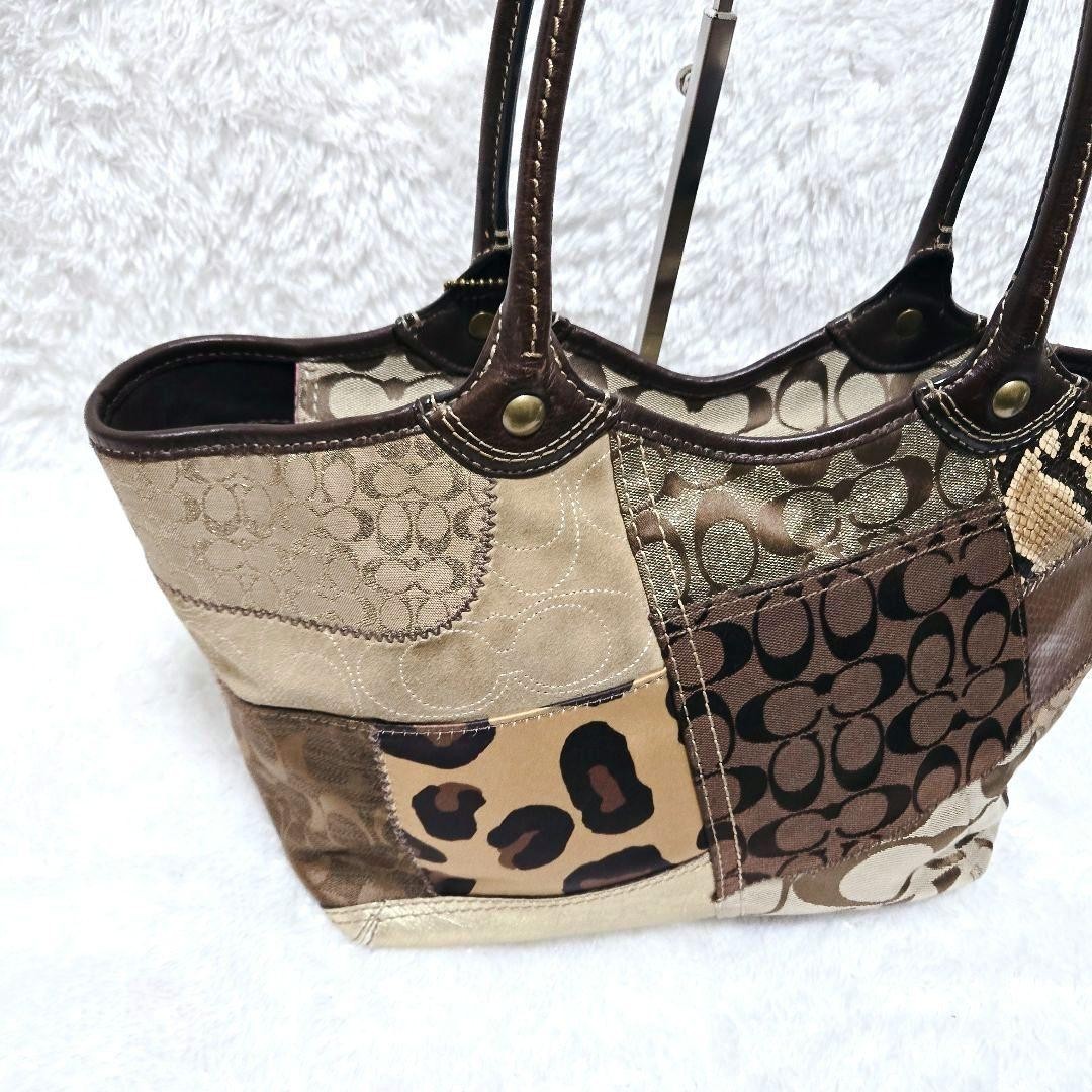 Coach Patchwork Tote Bag Bleecker Canvas Leather … - image 14