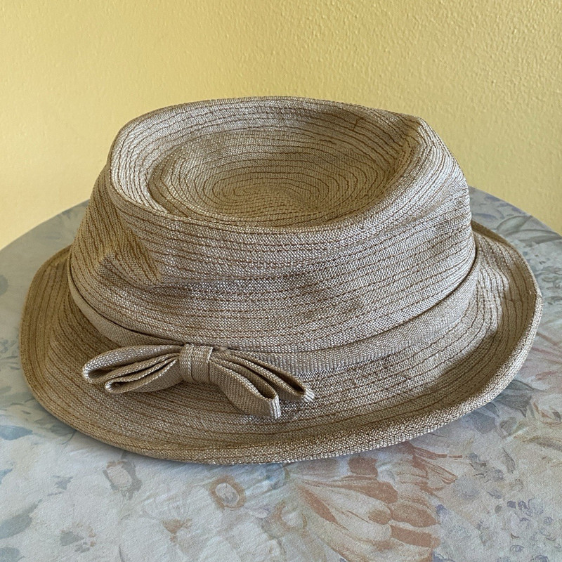 Vintage, hand made in France Christian Dior Women’s Beige Straw Fedora Hat 