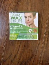 20 Facial Wax Strips 5 Weeks Smooth Skin Olive Oil Honey Cold Pull Hair Removal
