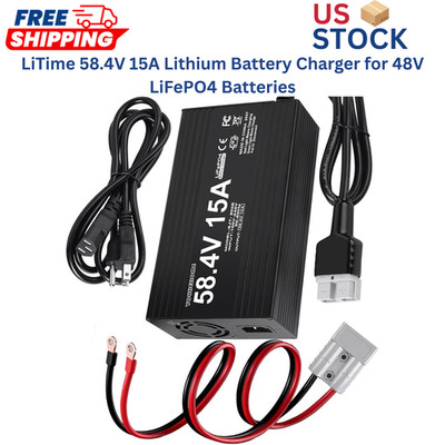 LiTime 58.4V 15A Lithium Battery Charger for 48V LiFePO4 Batteries