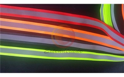2.5CM 3M Trim Fabric Material 10 Feet Reflective   Gray Black Tape Sew On *wq