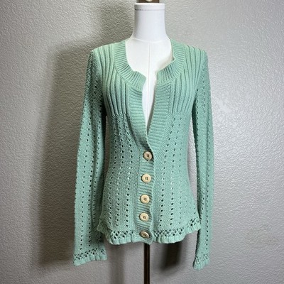 Vintage Hillard & Hanson Women s Cardigan Knit Sweater M Teal