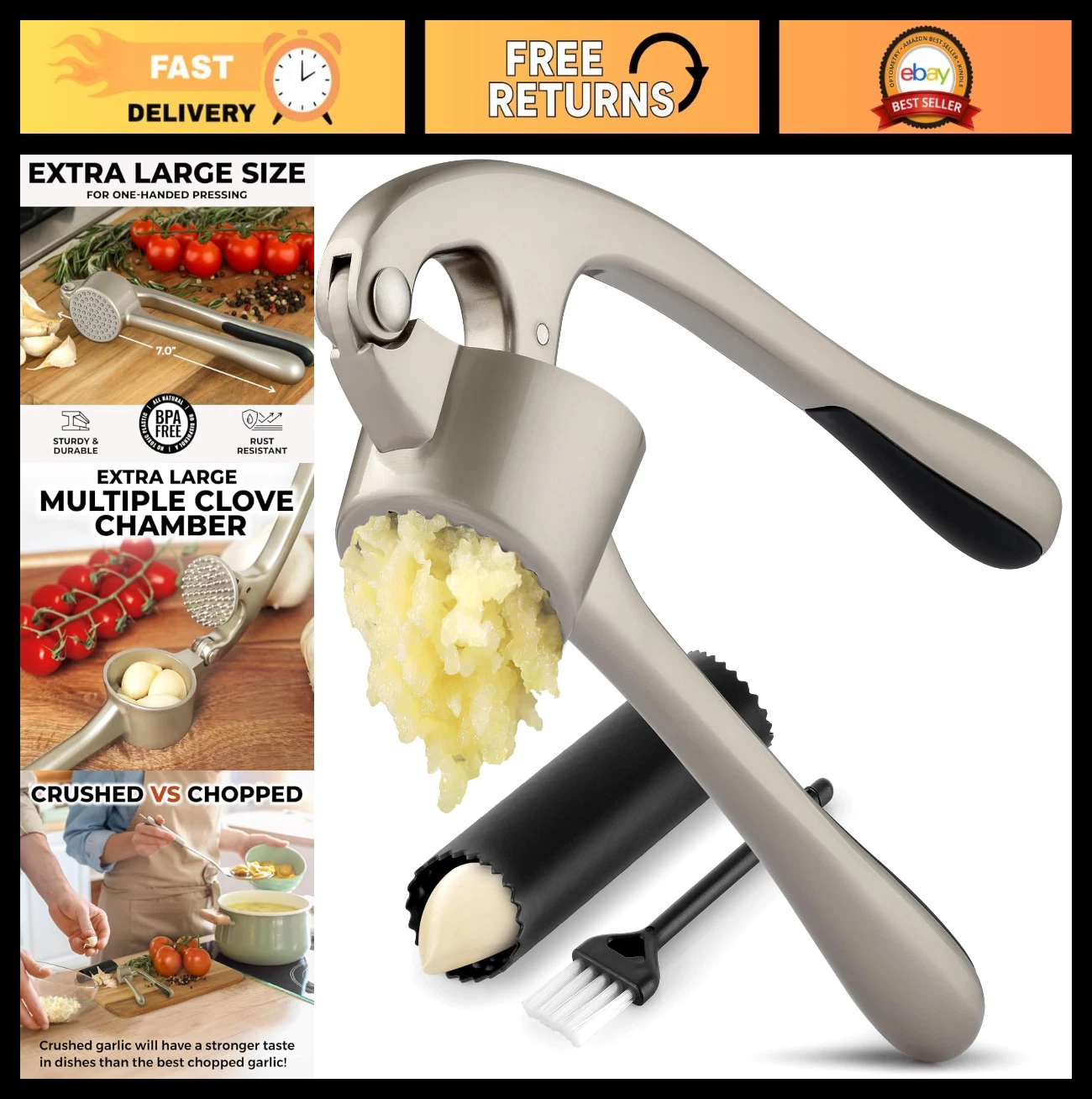 Premium Garlic Press Set - Large Bowl, Rust Proof Mincer Tool, Easy-Squeeze Peel
Opens in a new wind