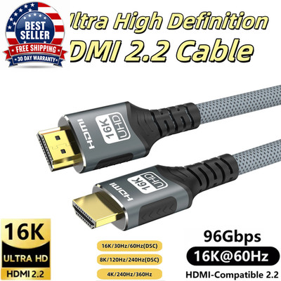 16K Hdmi-Compatible Cable 96Gbps Ultra High Speed HDMI 2.2 16K@30Hz/60Hz 8K@120H