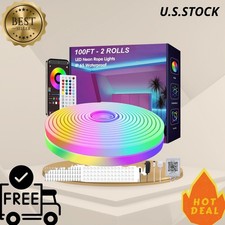 100ft LED Neon Rope Lights App  Remote IP65 Waterproof Flexible Strip