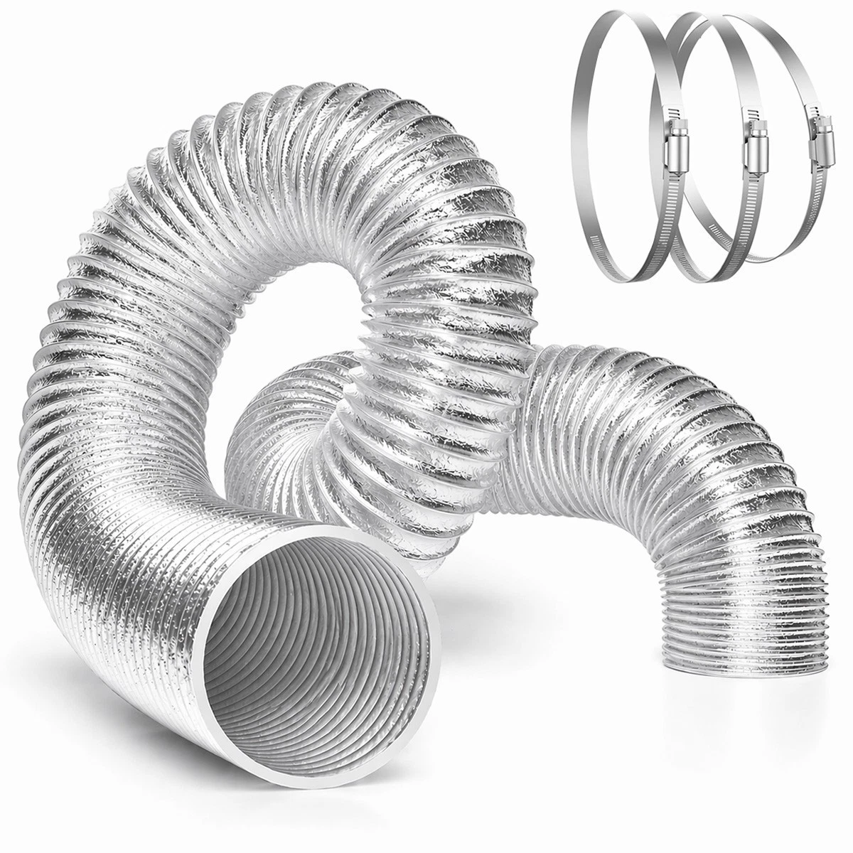 4"" Flexible Aluminum Ducting Hose 3 Clamp