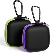 2 Pcs Square Earbud Case EVA Carrying Case Storage Bag with Carabiner Earbud Bag