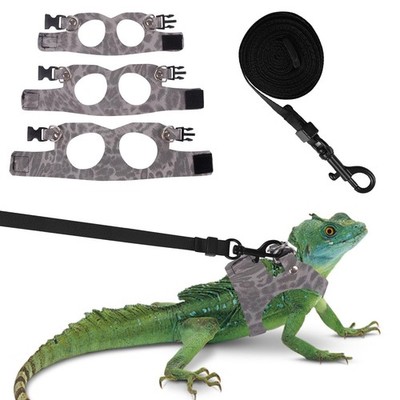 Bearded Dragon Lizard Leash Harness 3 Size Pack Leopard Print Lizard Harness