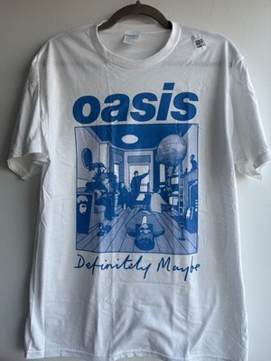 Oasis Definitely Maybe Graphic Tee M White Album Britpop Band Shirt NWOT