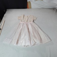 Vintage Cinderella Dress Girls 7 Pink Floral Organza Fit Flare Party Midi Ballet