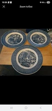Vintage Set Of 3 Currier And Ives The Old Grist Mill Royal Dinner Plates 10" 