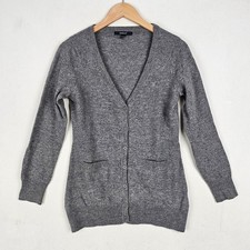 GANT Womens Cardigan Medium Grey 100% Lambswool Button Up Jumper Winter Cosy