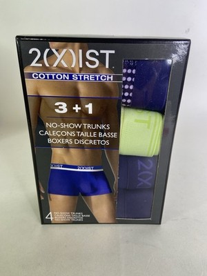 2xist Essential Cotton Stretch 4 Pack Trunks Boxer Briefs Underwear Mens Size XL