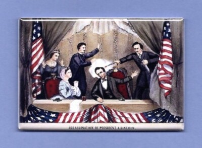 JOHN WILKES BOOTH *2X3 FRIDGE MAGNET* ACTOR ASSASSINATION OF ABRAHAM LINCOLN GUN