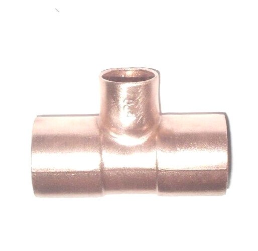 Copper Plumbing Pipe Tee Fitting 3/4 to 1/2 in