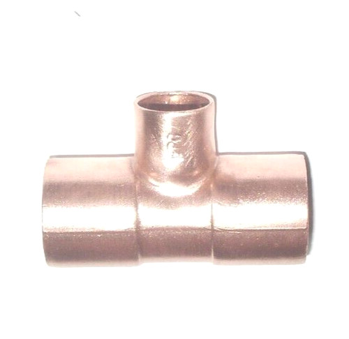 Copper Plumbing Pipe Tee Fitting 3/4 to 1/2 in