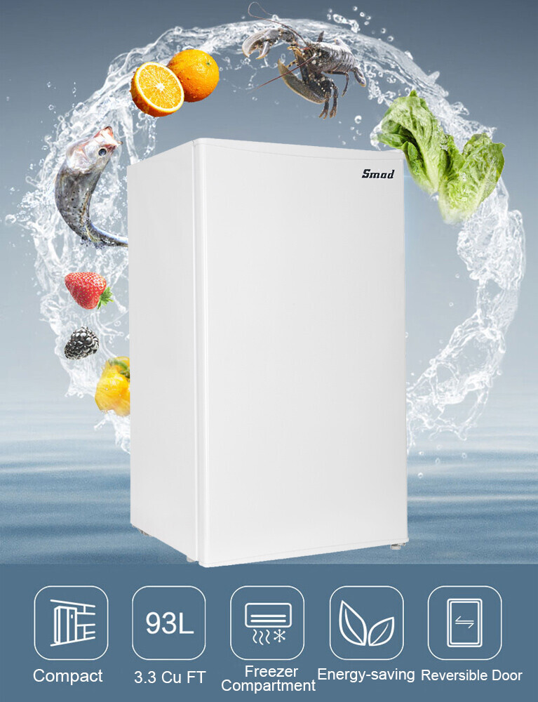SMAD 3.3 Cu ft Small Refrigerator Freezer Kitchen Home Compact Mini Fridge Cool