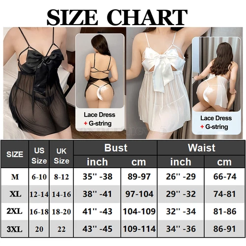 Dessous-Speghetti-Nachtwäsche-Sexy-Damen-Schlafanzug-Spitze-Babydoll-Nachtwäsche M-2XL - Bild 4 von 65