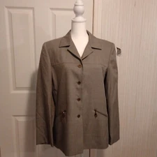 Travis Ayers Women's Suit Coat/Blazer Size 12 Gray Zip Pockets Chic Preppy, LNC