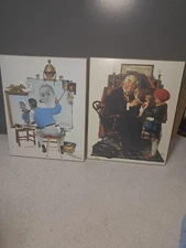 Two Norman Rockwell Prints On 3/8" Wood Ready For Hanging On Wall (s)