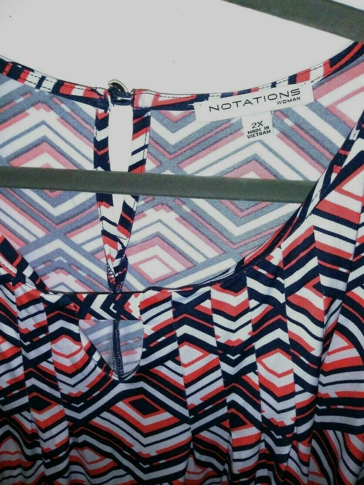 Vestido Notations Estampado Geométrico Mujer 2X Rosa Negro Blanco Elástico Slinky Funda Foto 4 de 4