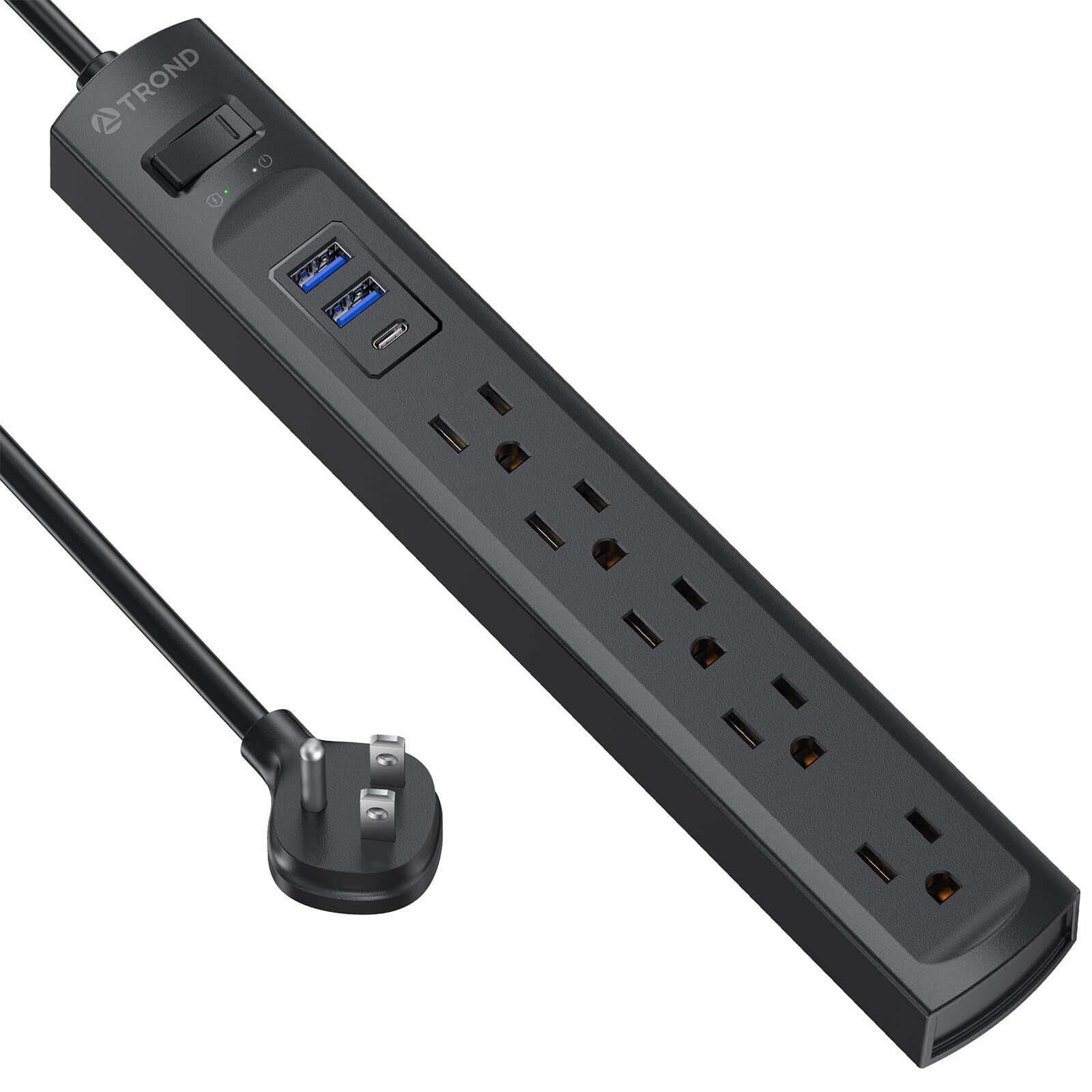 Power Strip Surge Protector, 5 Widely Spaced Outlets and 3 USB Ports (1 USB C...