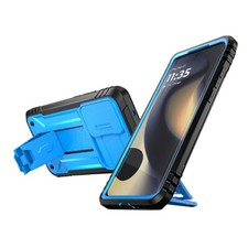 For Moto Edge 2024 Case Military Grade with Kickstand and Built-in-Screen Blue