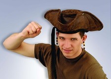 Adult Distressed Brown Caribbean Pirate Costume TriCorn Hat