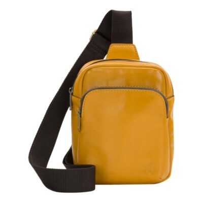 Patricia Nash Andros Leather Sling Bag Mango Yellow NWOT Orig. $149.95