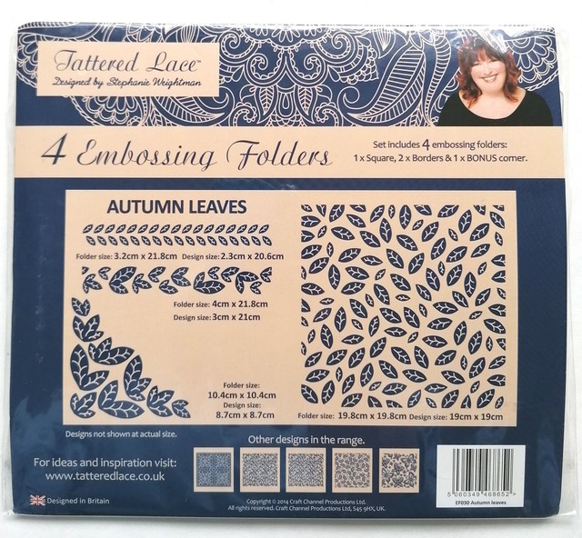 Tattered Lace 'Autumn Leaves' 4 Embossing Folders *New*