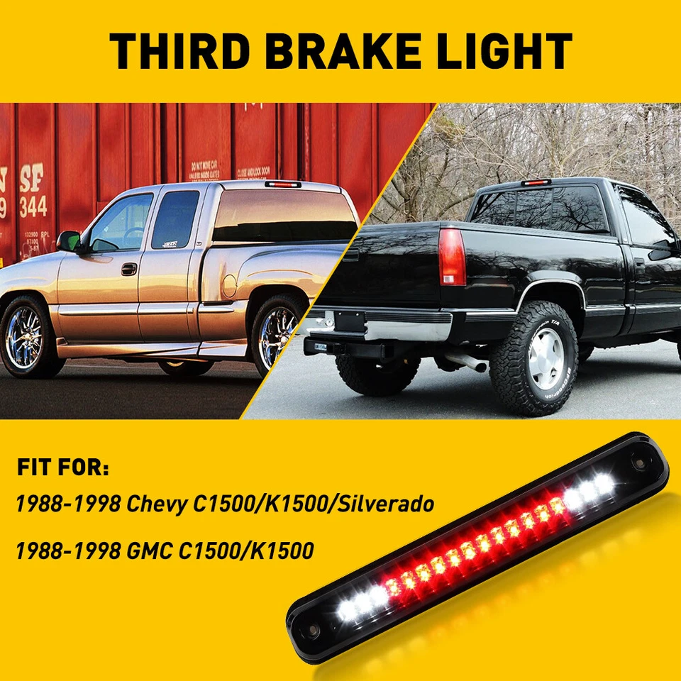 For 88-1998 Chevy GMC K1500 C1500 Black LED Third 3rd Brake Cargo Light Lamp NEW - Image 4 of 4