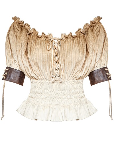 Punk Rave Womens Gypsy Top White Brown 