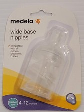 3 Packs Of 3 Medela Wide Base Nipples Medium Flow 4-12 Months - 9 Nipples Total