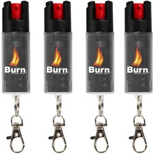 4 Pack Burn Pepper Spray Self Defense 1/2oz Police Strength Security Keychain