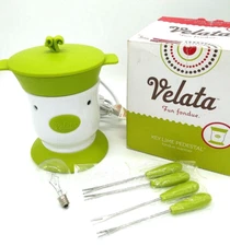 Velata Key Lime Pedestal Fondue Warmer Electric Bulb Forks Scentsy Fondue Warmer