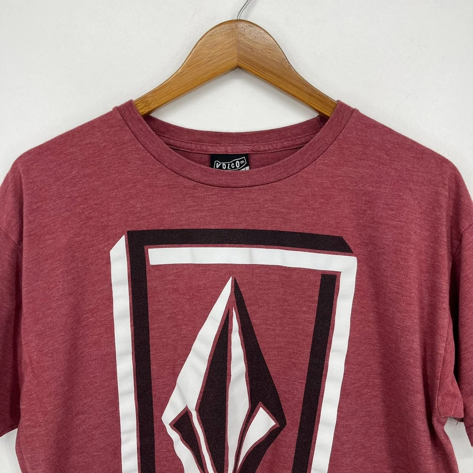 Volcom T-Shirt Men's Size L Red Logo Short Sleeve Crew Neck Cotton Blend - Image 2 of 4