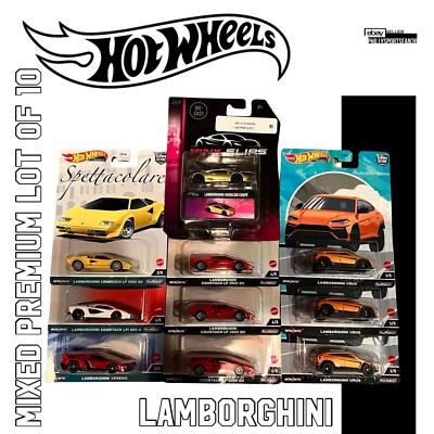 Hot Wheels Premium Lot Of 10 Lamborghini Countach Urus Huracan Veveno Pink Slip
