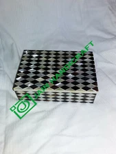 7"x5" Marquetry Malachite black mop inlay Marble Jewelry Trinket Box Gift