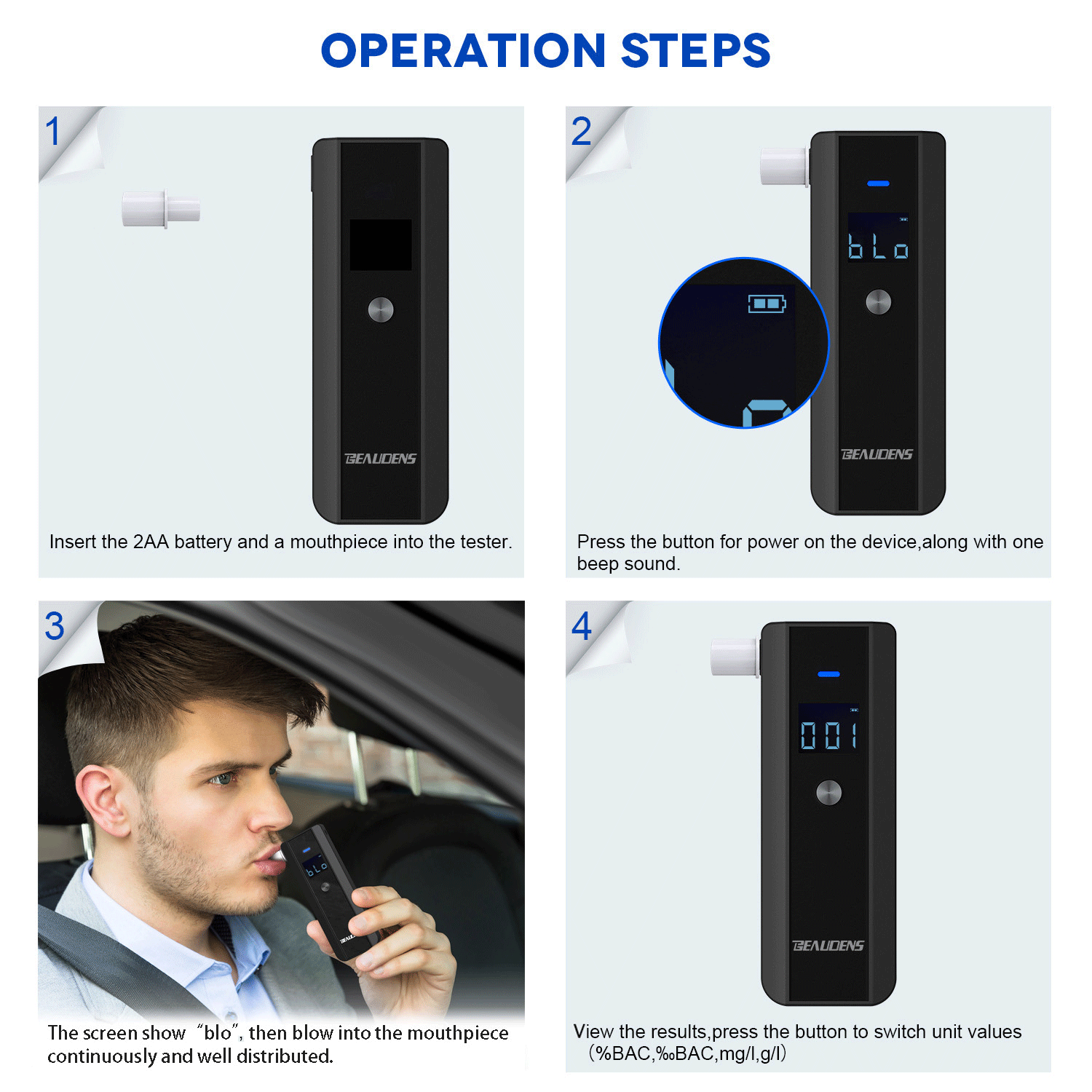 Digital LCD Police Breathalyzer Breath Test Alcohol Tester Detector