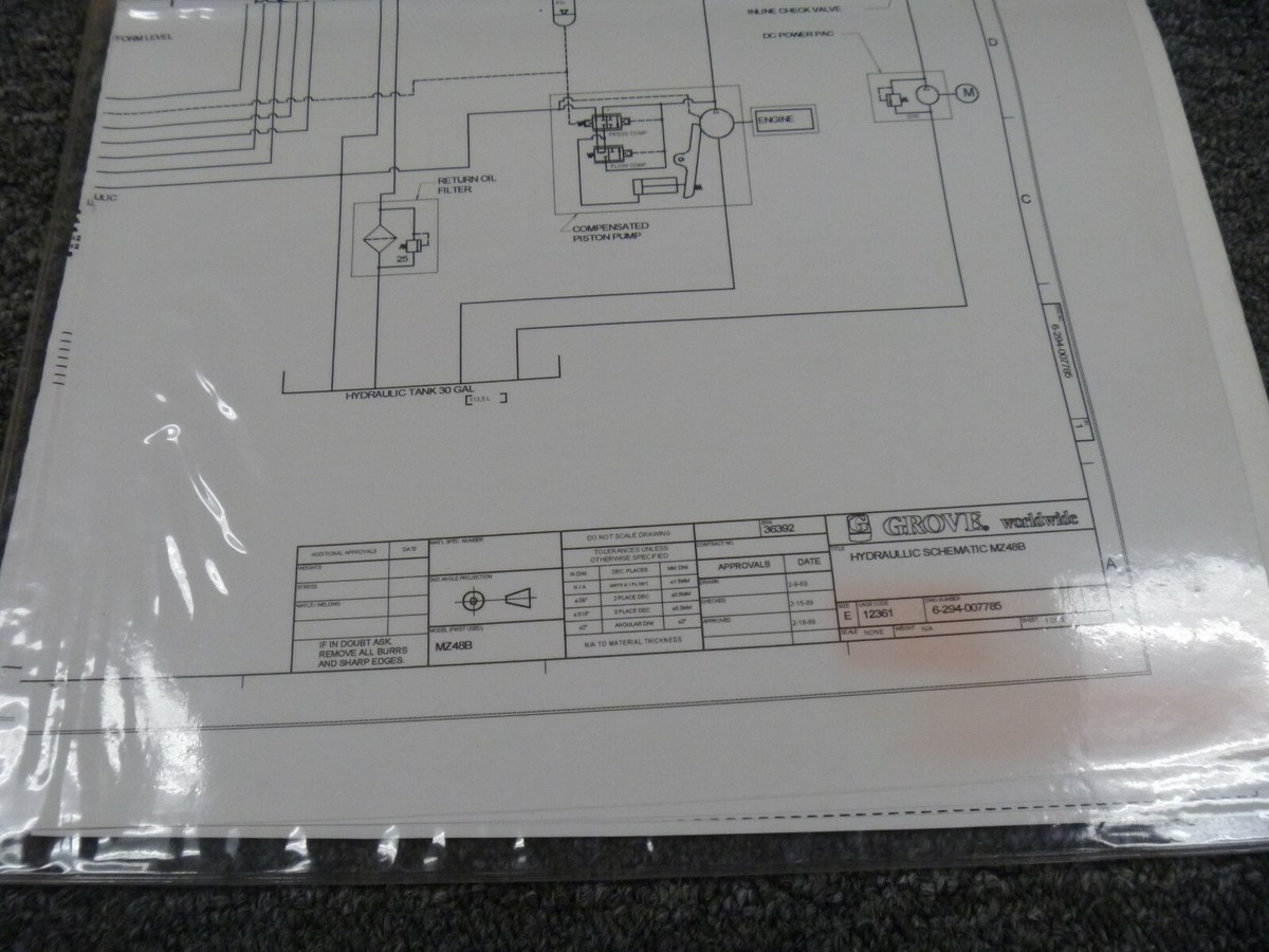 Grove MZ48B Boom Lift Hydraulic Schematic Diagram Foldout Manual
