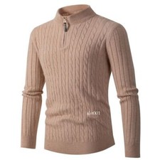 Stylish Mens Zipper Warm Thick Twisted Knitted Sweater Turtleneck Winter Knitwea