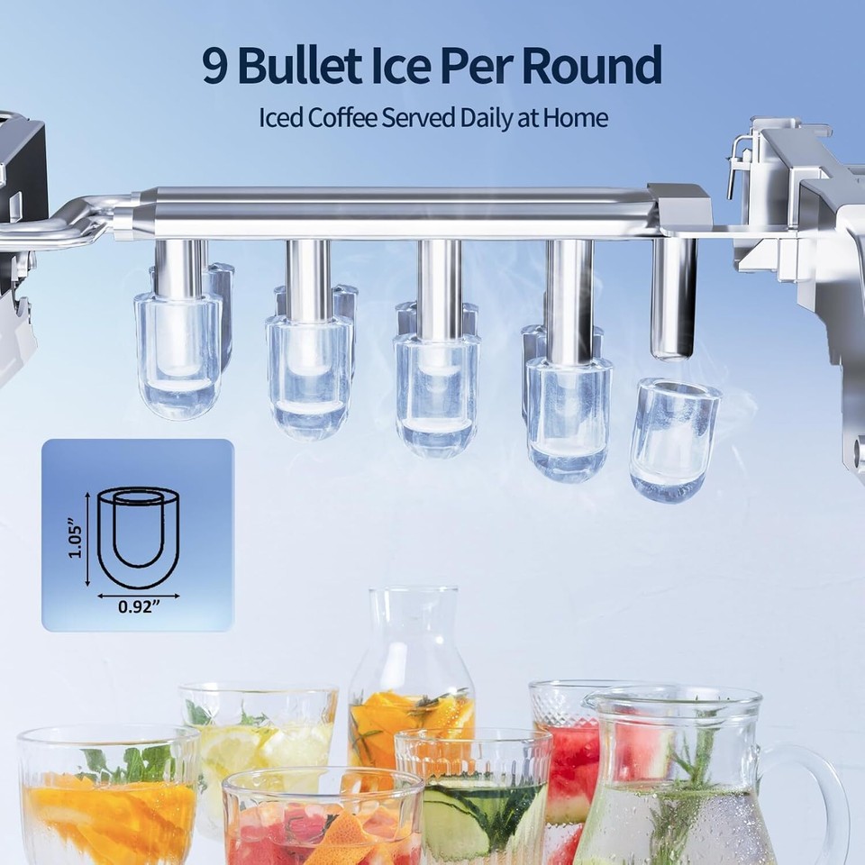 26.5lbs/24Hrs 2 Sizes of Bullet Ice Countertop Ice Maker with Self ...