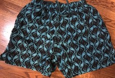 Speedo Mens Vintage Swim Trunks Size Large Greenish Turquoise  Black Swirl Wavy