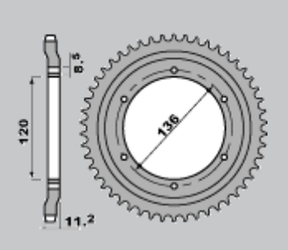 Pignon arrière JR 827 47 pour rénovation de chaîne Yamaha TZR 125R 1991