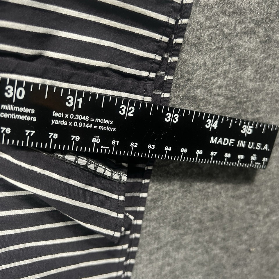 Bugatchi Uomo Dress Shirt Mens Size XL Black/White Striped Flip Cuff