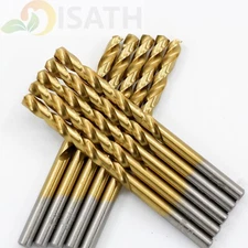 ISATH 10PCS 3/16" Titanium Drill Bits Set HSS Jobber Metal Woodworking Drill Bit