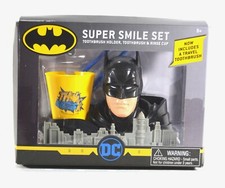 DC Batman Super Smile Toothbrush Toothbrush Holder Rinse Cup Gift Set NEW